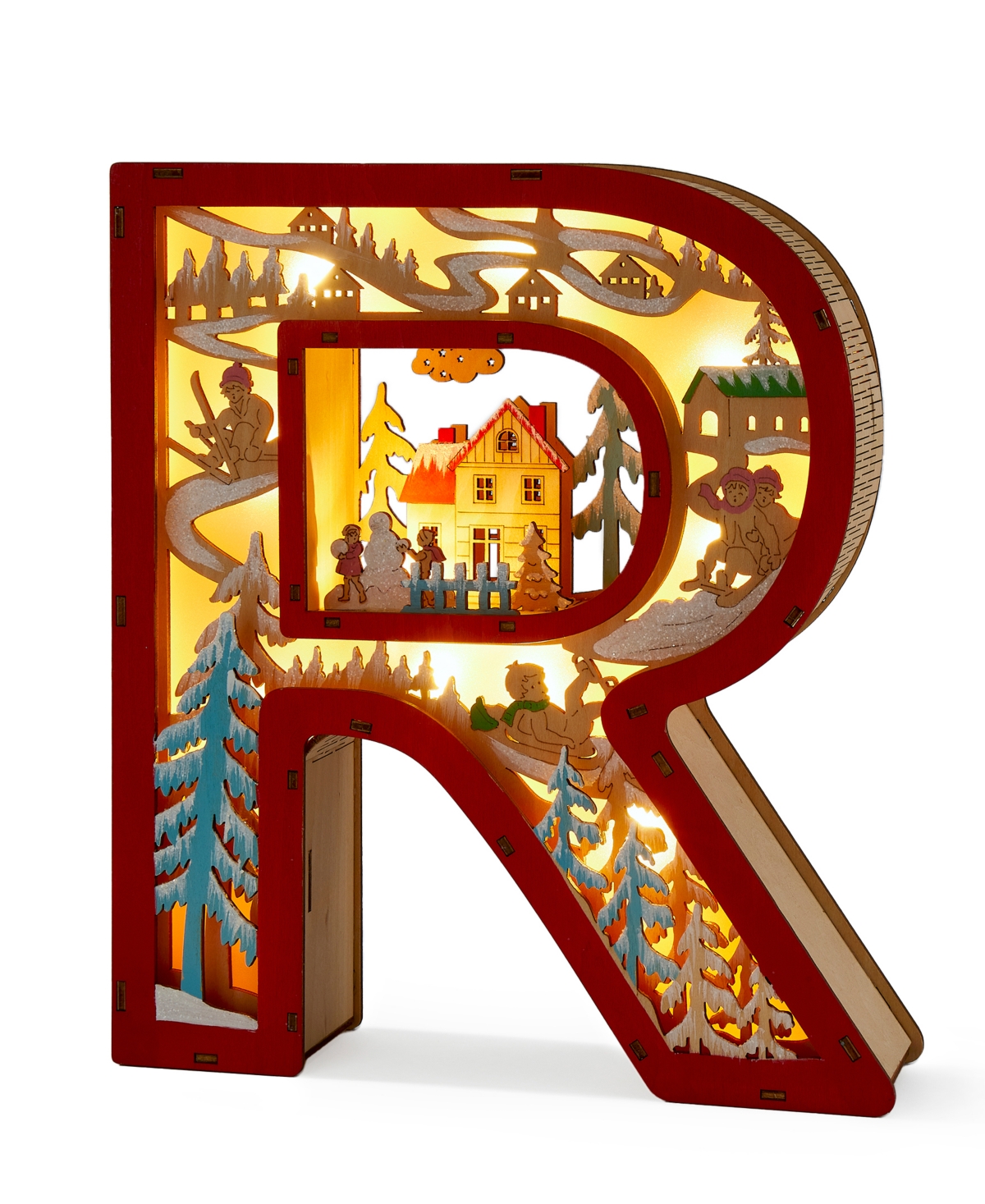 Giftcraft Led Wood Monogram Letter Decor In Red