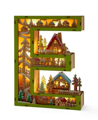 LED Wood Monogram Letter Decor - E