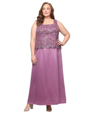 Plus Size Stretch Tulle 3/4-Sleeve Jacket Dress