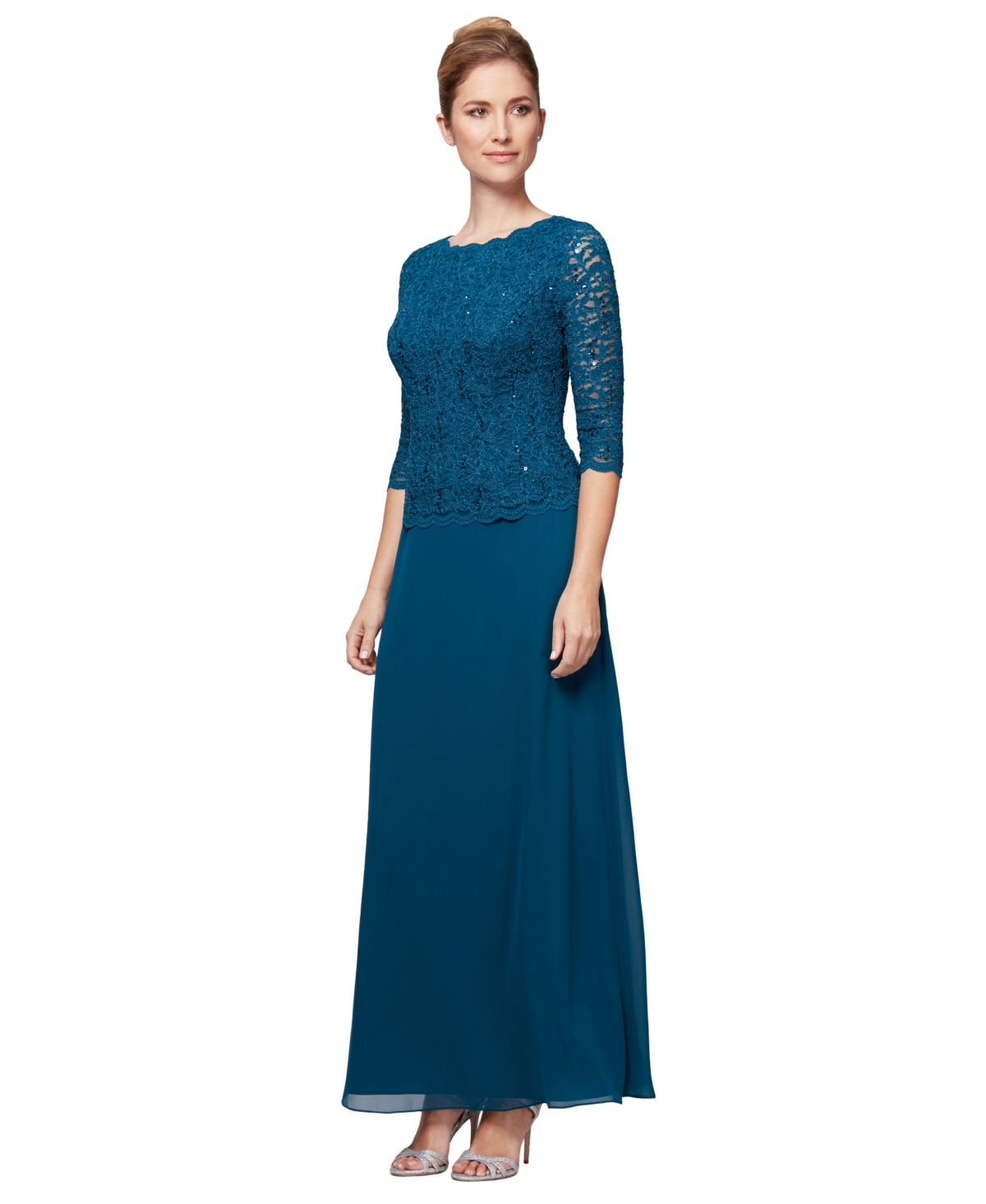 Women's Sequin Embellished Lace Top Gown - Shell Pink