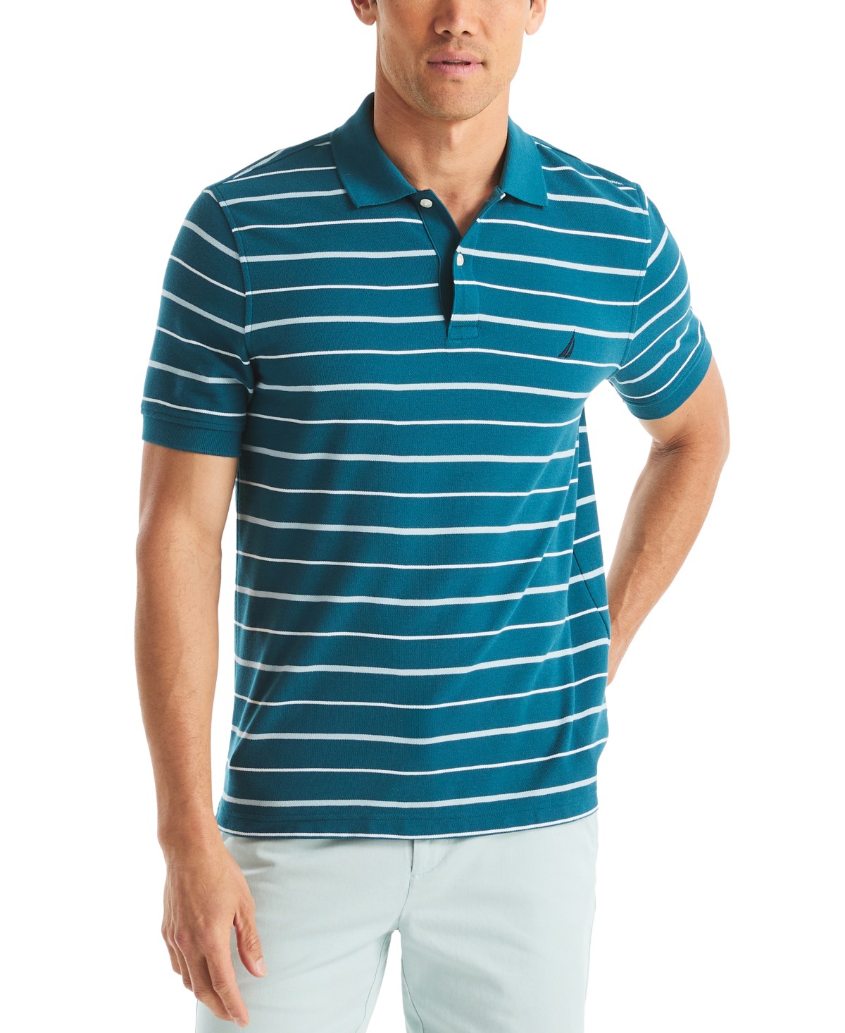 Мужские рубашки Nautica Men's Striped Classic-Fit Deck Polo Shirt — фото 1