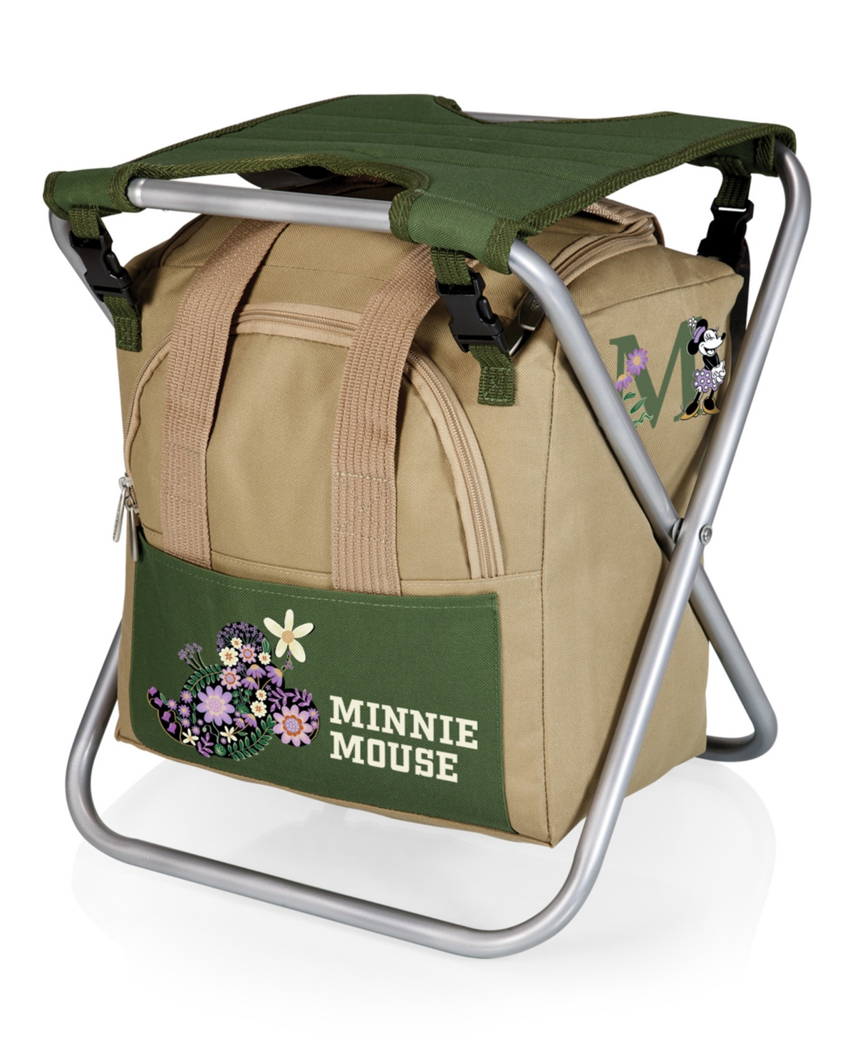 Disney Minnie Mouse Gardener Folding Seat with Tools - Olive Green with Beige Accents