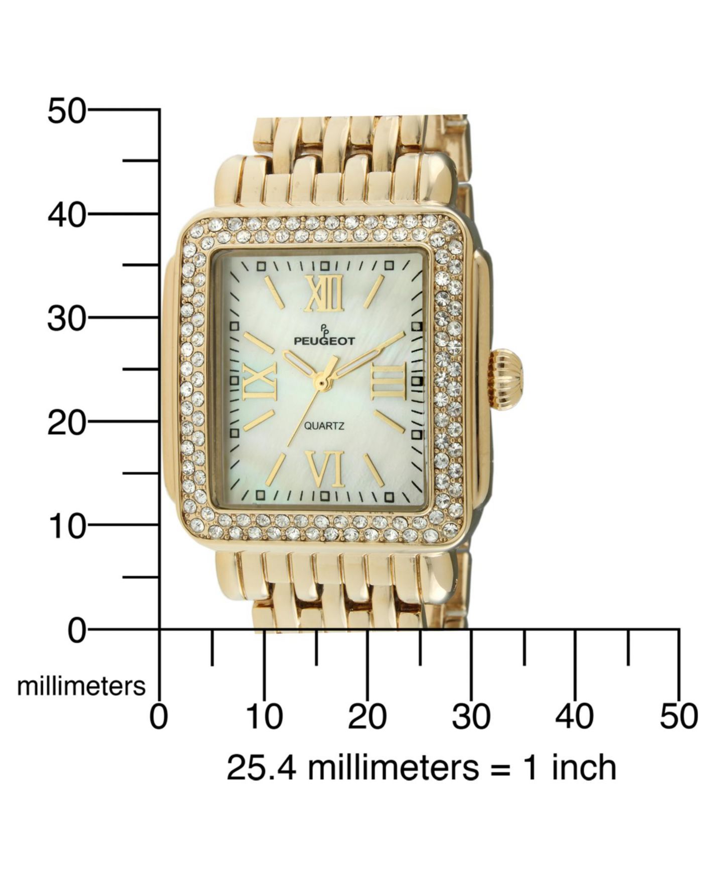 Женские часы Peugeot Gold Tank Bracelet Watch with Panther Link Gold-Tone Bracelet Strap, цвет: Золотой — фото 4