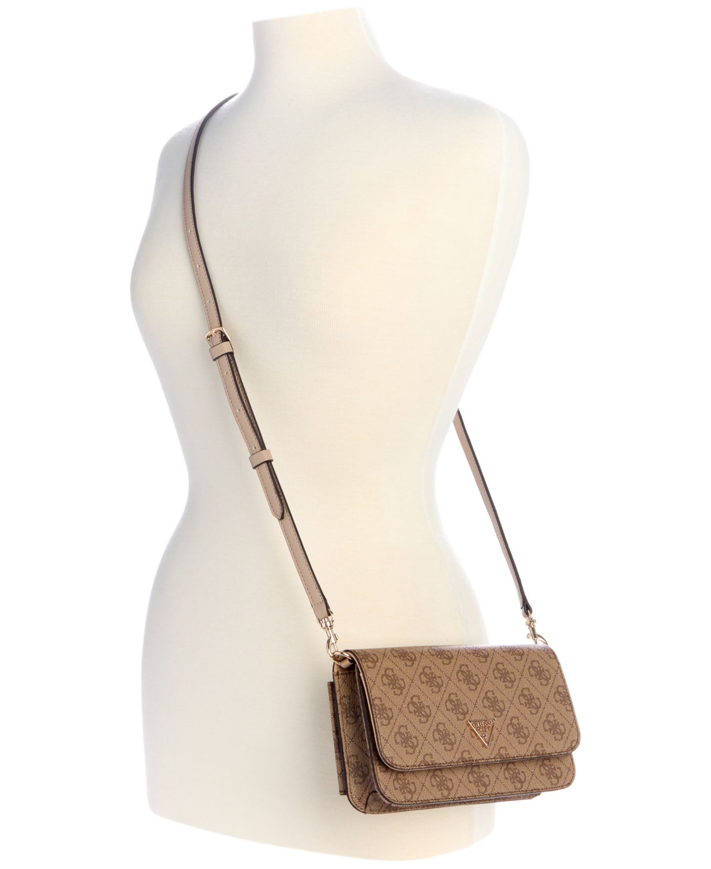 Женская сумка GUESS Noelle II Mini Flap Logo Crossbody, цвет: Латте — фото 2