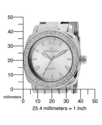 Women's 40mm Silver Boyfriend Bracelet Watch with Crystal Bezel
