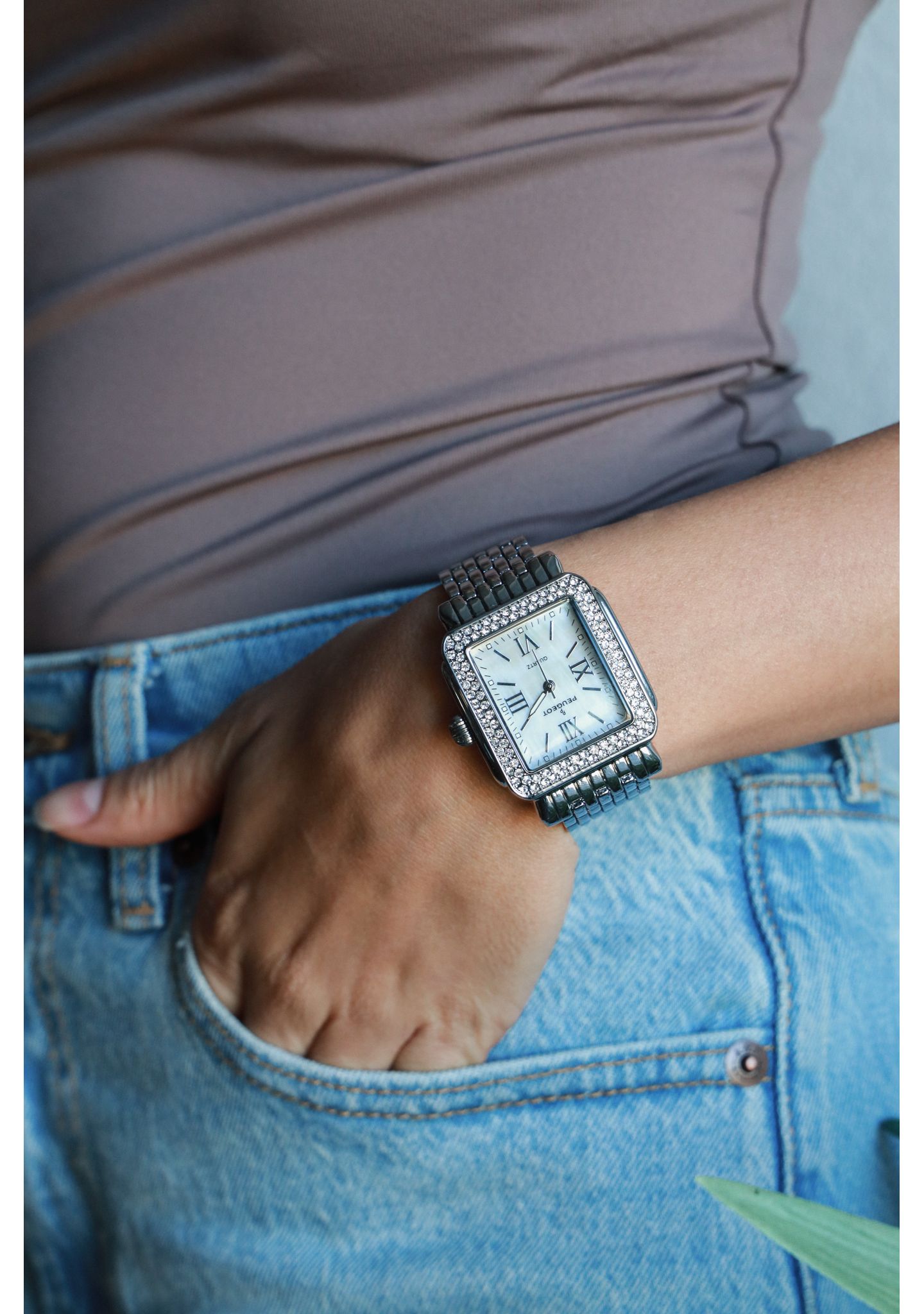 Женские часы Peugeot 36X30mm Silver Tank Bracelet Watch Panther Link Bracelet, цвет: Серебряный — фото 6