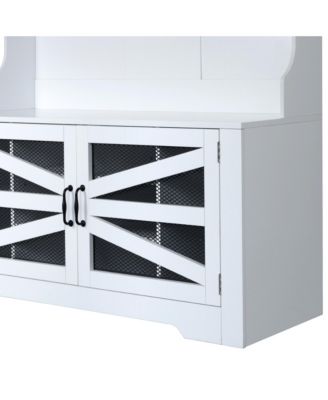 Entryway Bench with Coat Rack & Adjustable Shelves