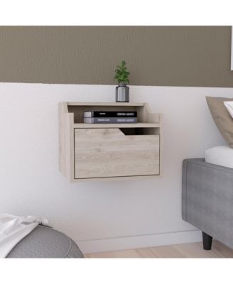 Modern Floating Nightstand with One Drawer – Faux Wood Design