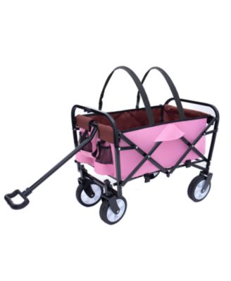 Collapsible Folding Wagon Cart - 225lb Capacity - Pink