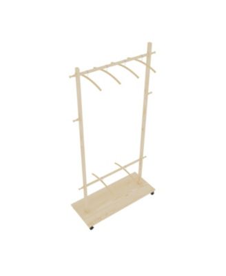 Solid Wood Clothes Drying Rack with Hangers &amp; Wheels