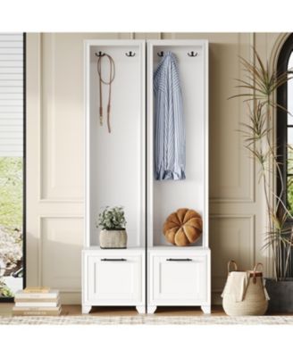 Hall Tree Set of 2 - Entryway Coat Rack & Bench