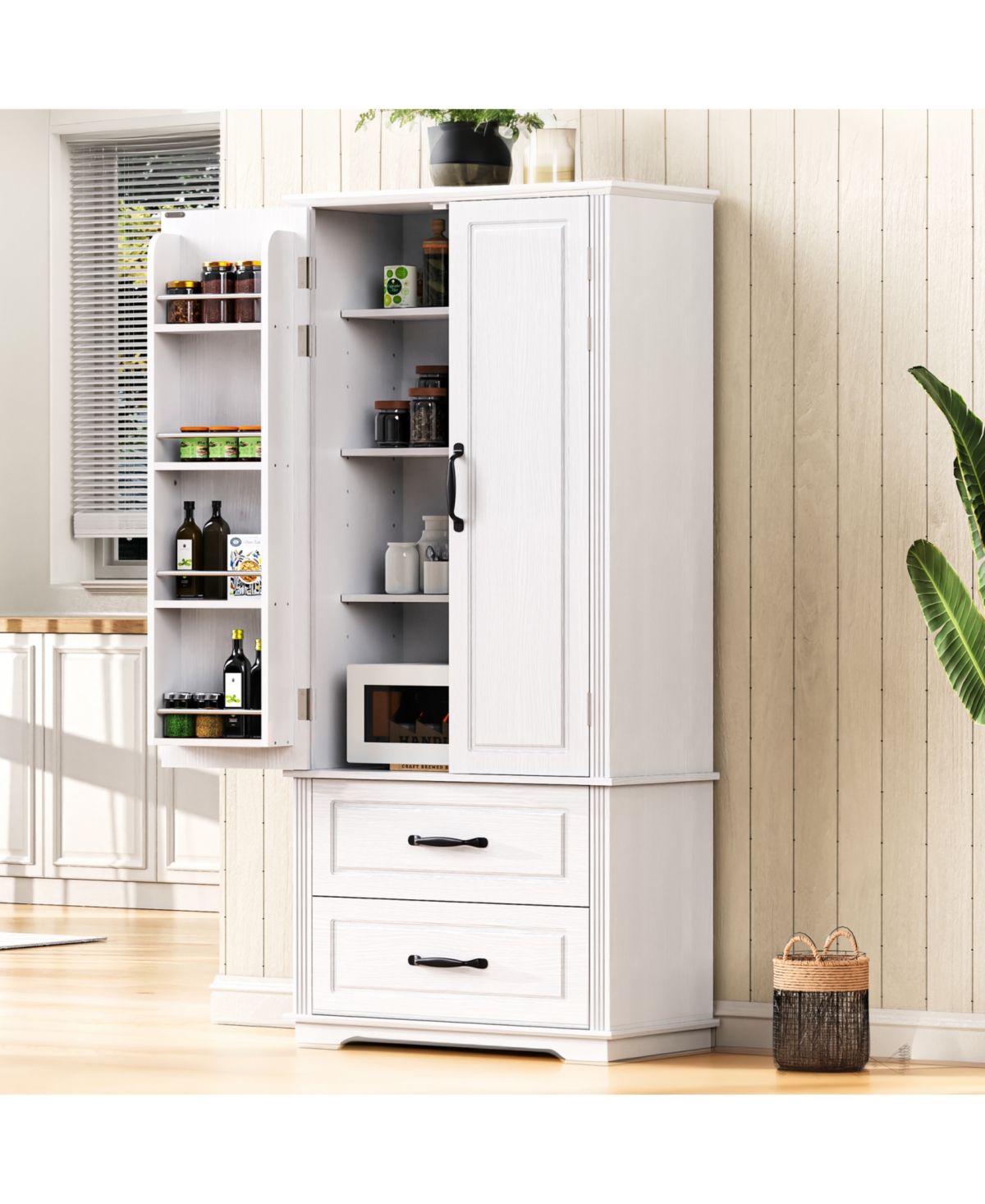 Farmhouse Kitchen Pantry Cabinet - 71"
