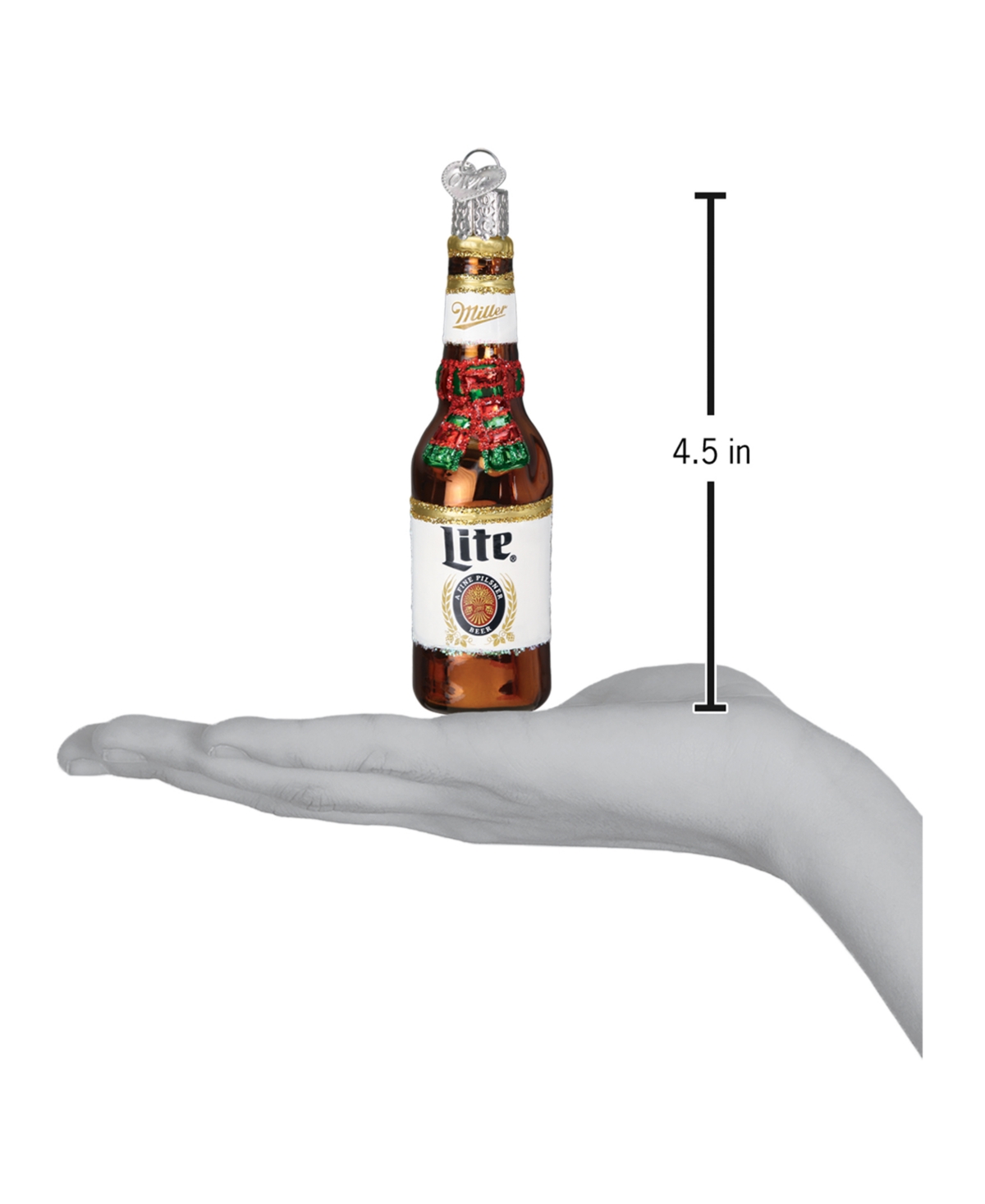 Old World Christmas 4.5" Adult Beverages Holiday Miller Lite Beer Bottle Ornament In Multi