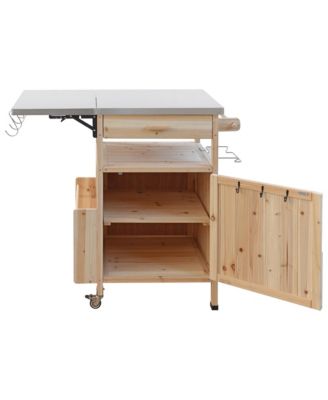 Outdoor Grill Cart with Stainless Steel Top & Storage