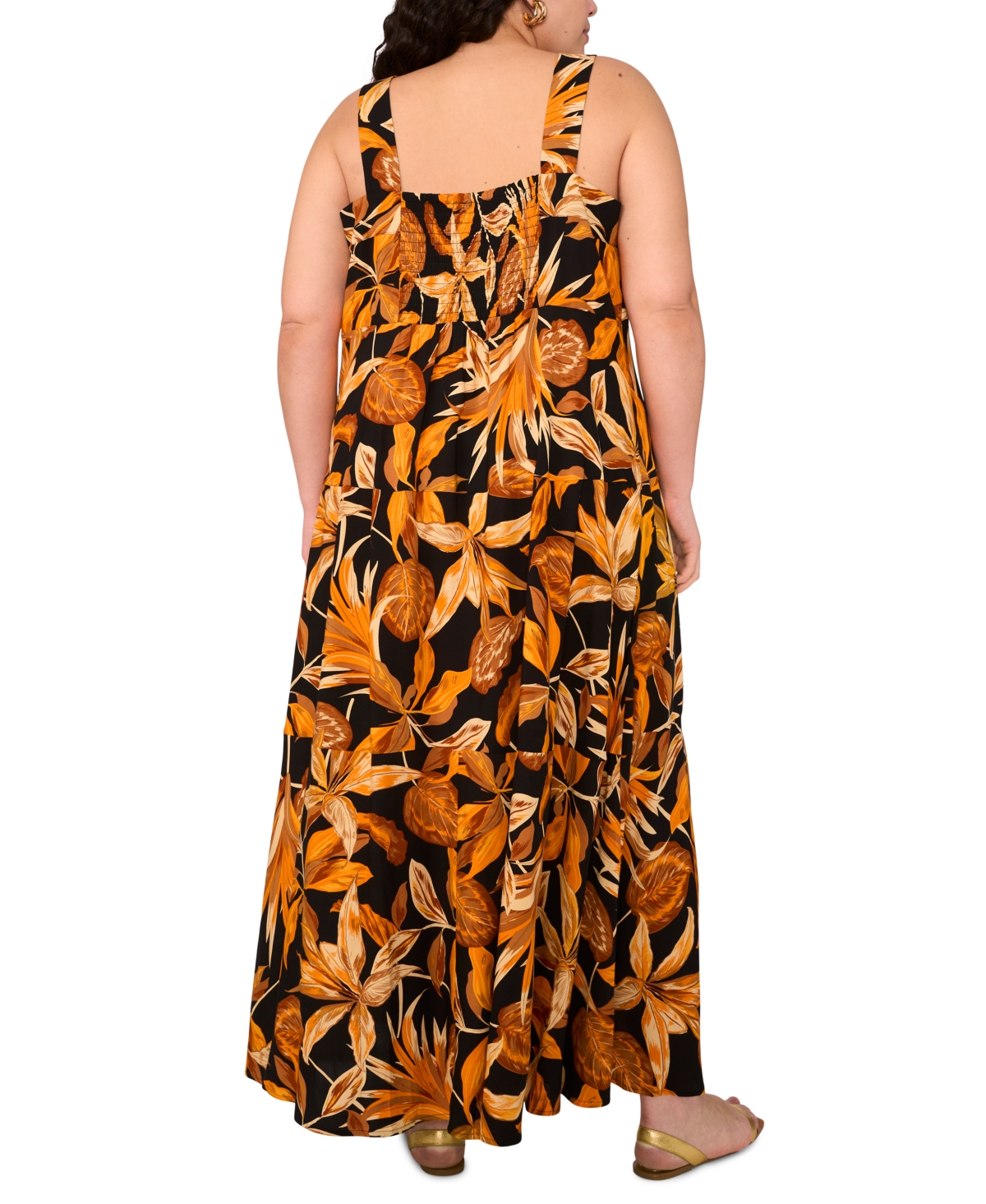 Vince Camuto Plus Size Square-neck Sleeveless Maxi Dress In Black
