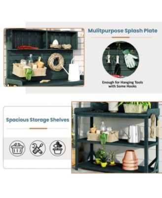 65" Rustic Farmhouse Potting Bench - Outdoor Workstation