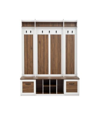 Entryway Hall Tree: Bench, Coat Rack, Drawers & Shelves