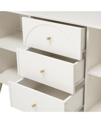 Metal & Wood Dining Cabinet - 3 Drawers, 2 Doors