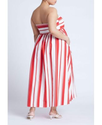 Women's Plus Size Poplin Fit And Flare Maxi Dress