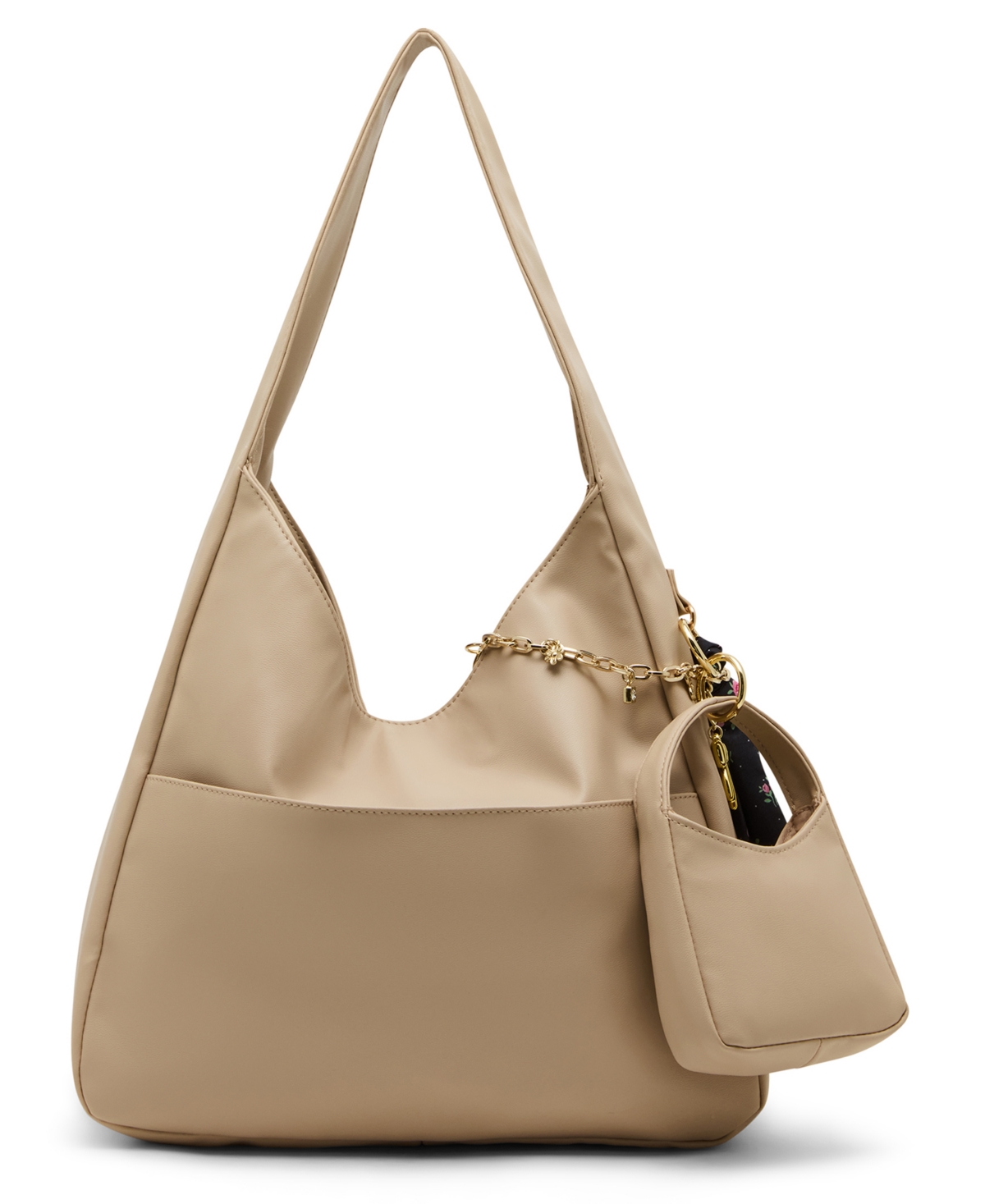 Medium Leather Hobo Bag - White