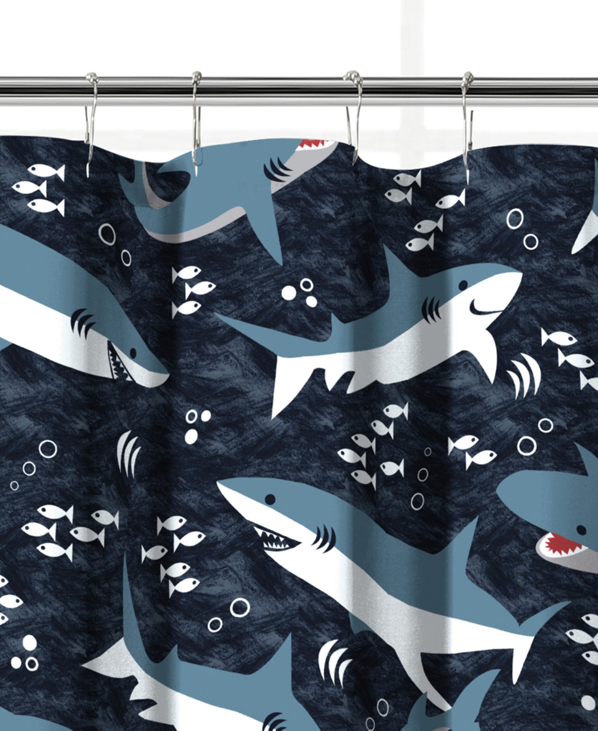 Dream Factory Sharks Shower Curtain, 72" X 72" In Blue