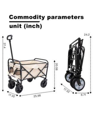 Collapsible Utility Wagon Cart - 225lb Capacity - Cream