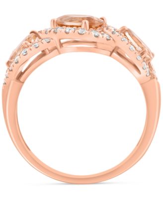 EFFY&reg; Morganite (1-3/8 ct. t.w.) & Diamond (1/3 ct. t.w.) Statement Ring in 14k Rose Gold