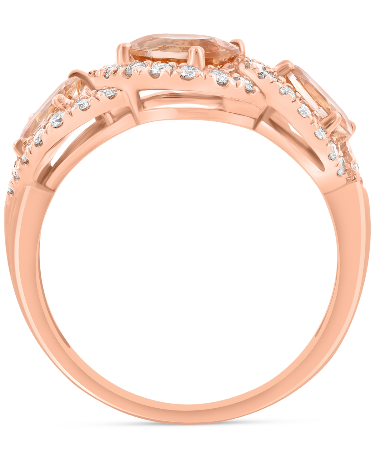 Effy Morganite (1-3/8 ct. t.w.) & Diamond (1/3 ct. t.w.) Statement Ring in 14k Rose Gold