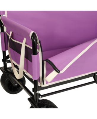 3-in-1 Folding Wagon Cart - Bench, Storage, All-Terrain - Purple