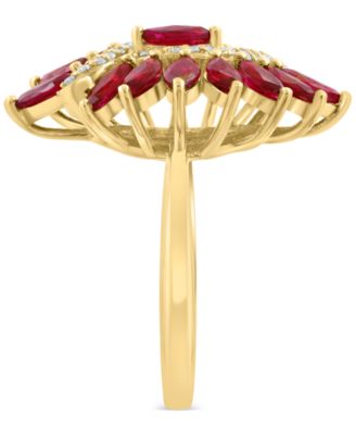 EFFY&reg; Ruby (2-3/8 ct. t.w.) & Diamond (1/6 ct. t.w.) Statement Ring in 14k Yellow Gold