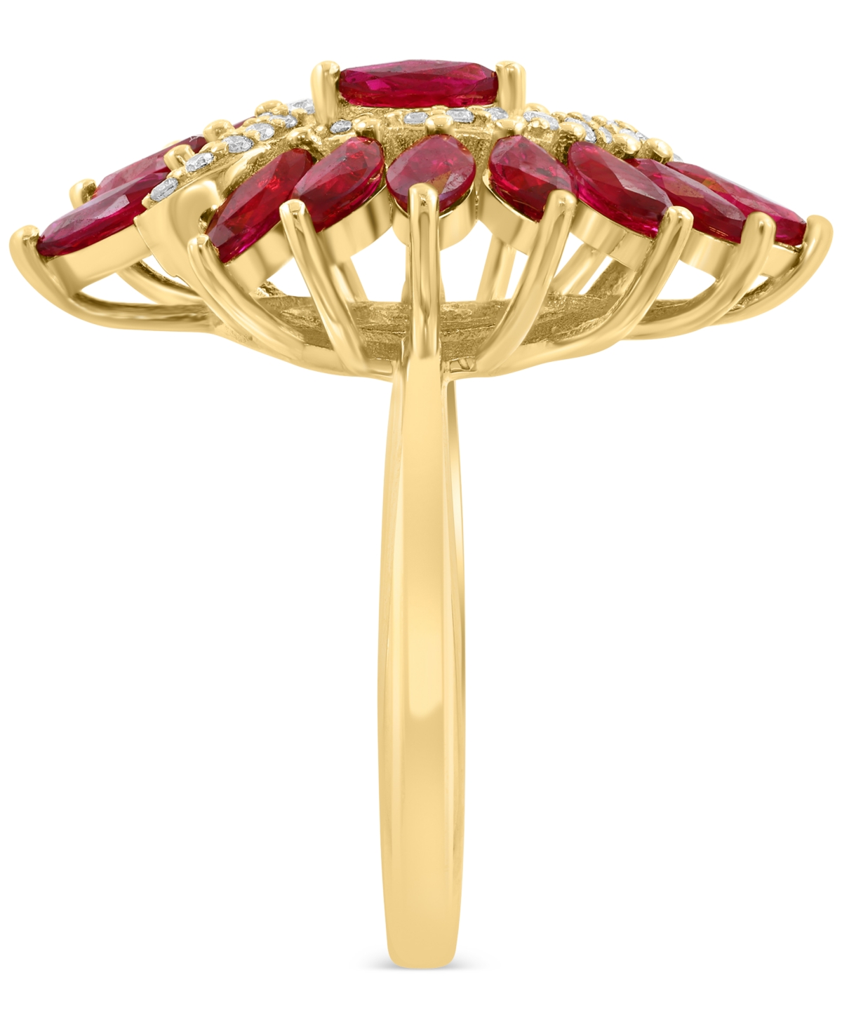 Effy Collection Effy Ruby (2-3/8 Ct. T.w.) & Diamond (1/6 Ct. T.w.) Statement Ring In 14k Yellow Gold In Red
