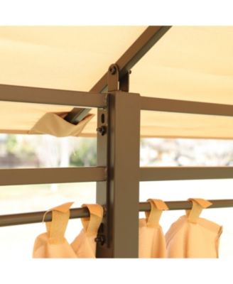 13x10 Outdoor Gazebo Canopy Tent w/ Mosquito Net - Khaki Top