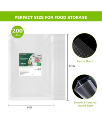 Bonsenkitchen Precut Vacuum Sealer Bags 200 Quart 8" x 12", BPA Free, Commercial Grade Textured Food Vacuum Sealer Bag