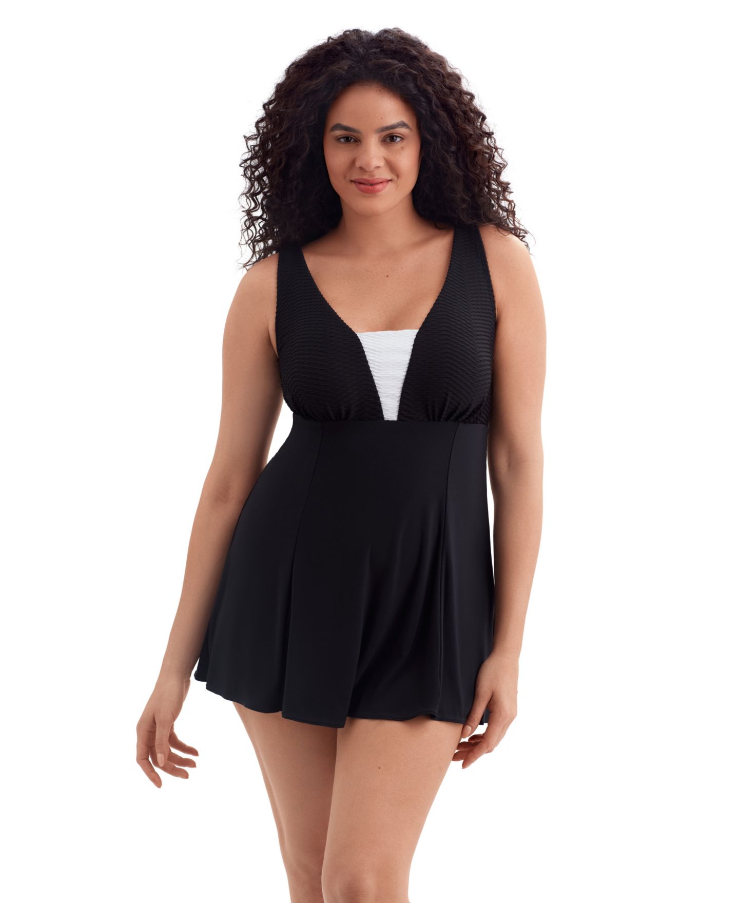 Женское платье Longitude Texture Luxe Plunge Long Torso Swim Dress — фото 1