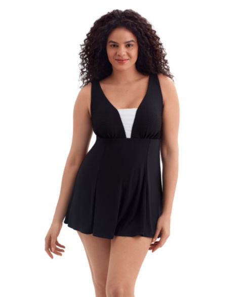 Женское платье Longitude Texture Luxe Plunge Long Torso Swim Dress