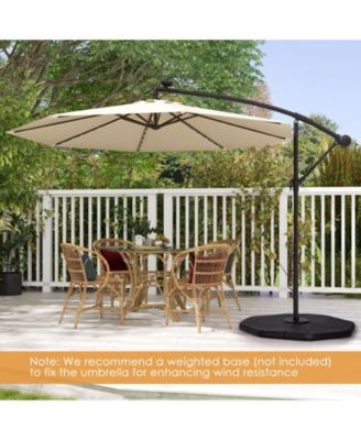 10 Feet Solar Offset Hanging Umbrella with 40 Lamp Beads and Solar Panel