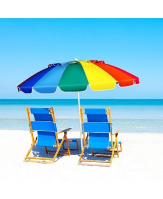 8 Feet Portable Beach Umbrella with Sand Anchor and Tilt Mechanism