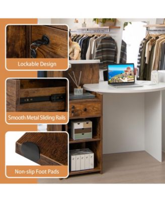 Front Reception Office Desk with Open Shelf and Lockable Drawer