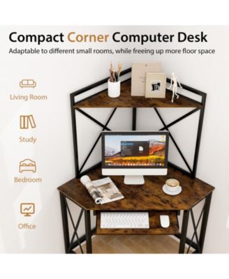 Space-Saving Computer Desk with with Hutch and Keyboard Tray