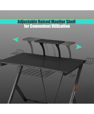 Multifunctional E-Sport Gaming Desk with Headset Hook and Cup Holder