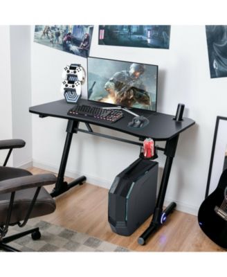 43.5 Inch Height Adjustable Gaming Desk with Blue LED Lights