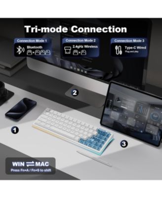 AL65 Wireless Mechanical Keyboard, Full Aluminum CNC,Support QMK/VIA Software Gasket Structure,60% Hot Swappable with RGB Backlit BT/2.4G/USB-C for Mac/Windows(Zero Linear)