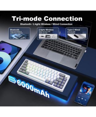 AL68 Wireless Mechanical Keyboard,Full Aluminum CNC,60% Layout with Knob, QMK/VIA Software,Gasket Mounted,Hot Swappable,RGB Backlit,BT/2.4G/USB-C for Mac/Win(Cocoa Cream V2 Linear)