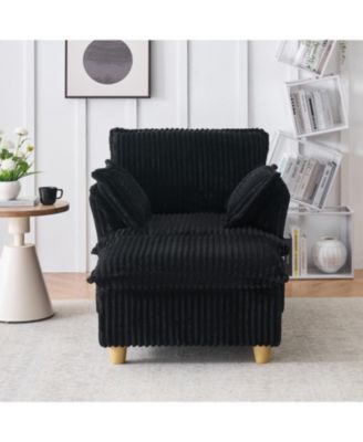 Streamdale Corduroy Sofa with Ottoman & Pillows - Living Room/Balcony/Study