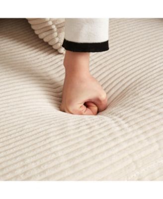 1 Pc. Corduroy Upholstered 2-Seater with Footrests & Cushions Sofa