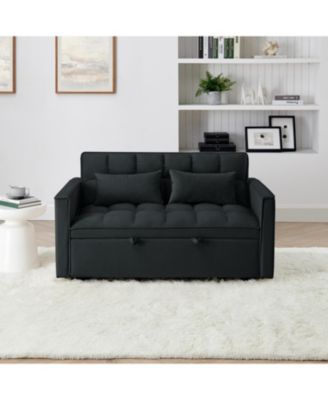Streamdale 54.33inch versatile foldable sofa bed in 3 lengths, modern sofa velvet pull-out bed, adjustable back