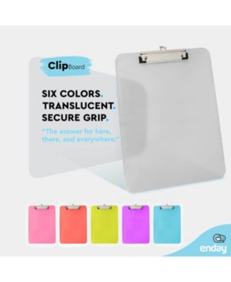 Plastic Clipboard Standard Size Pink, Translucent Low Profile Clip Board, Hangable Clipboard, 12.7” x 9”, Holds 100 Sheets, 1 Pc - by Enday