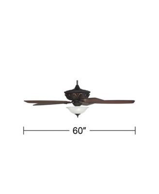 60" Montego Industrial Rustic Indoor Ceiling Fan LED Light Oil Rubbed Bronze Teak Alabaster Glass Living Kitchen Home