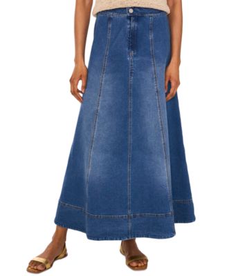 Women's Seamed Denim Zip-Back Maxi Skirt