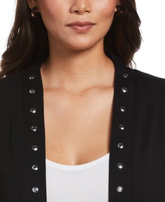 Petite Cardigan Crew Neck Sweater 